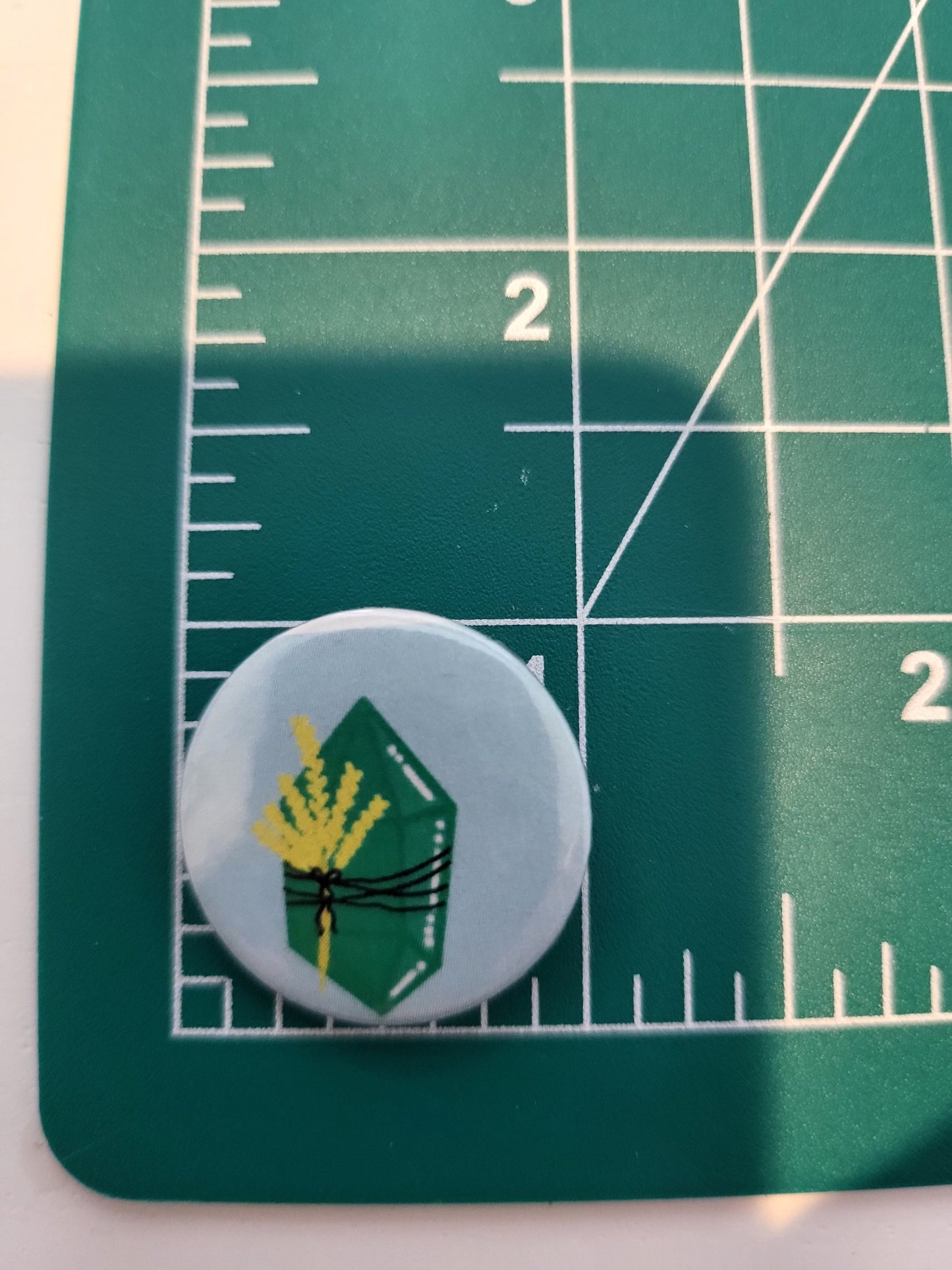 Emerald and Wheat Pinback Button, Badge, Pin Button