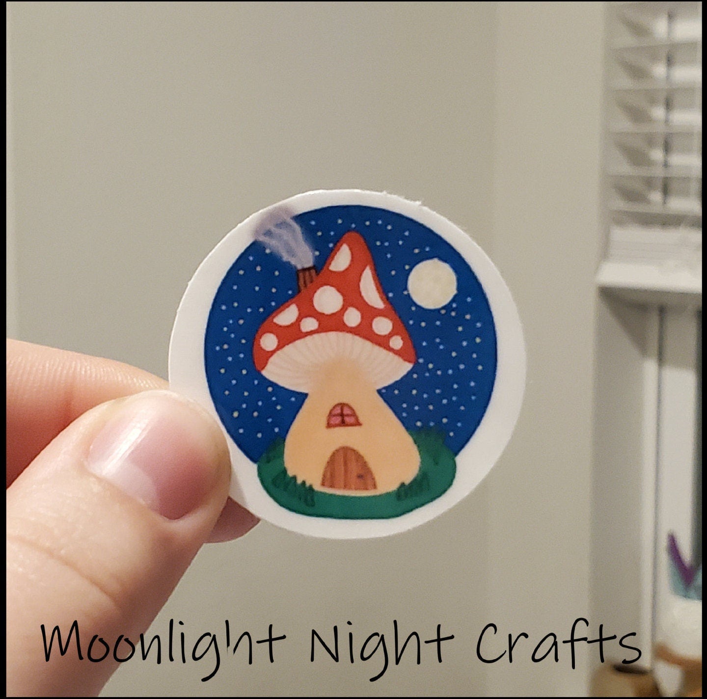 Home Sweet Mushroom Sticker, Fantasy Cottage Fairy House