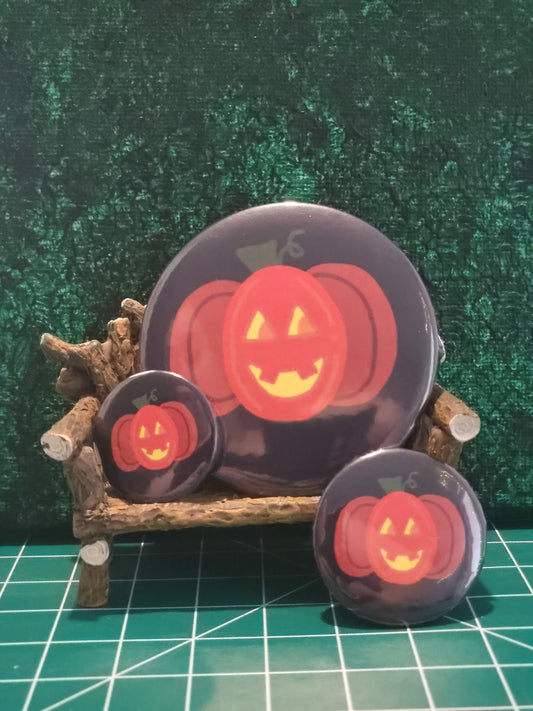 Pumpkin Jack-O-Lantern Pinback Button, Badge, Pin Button