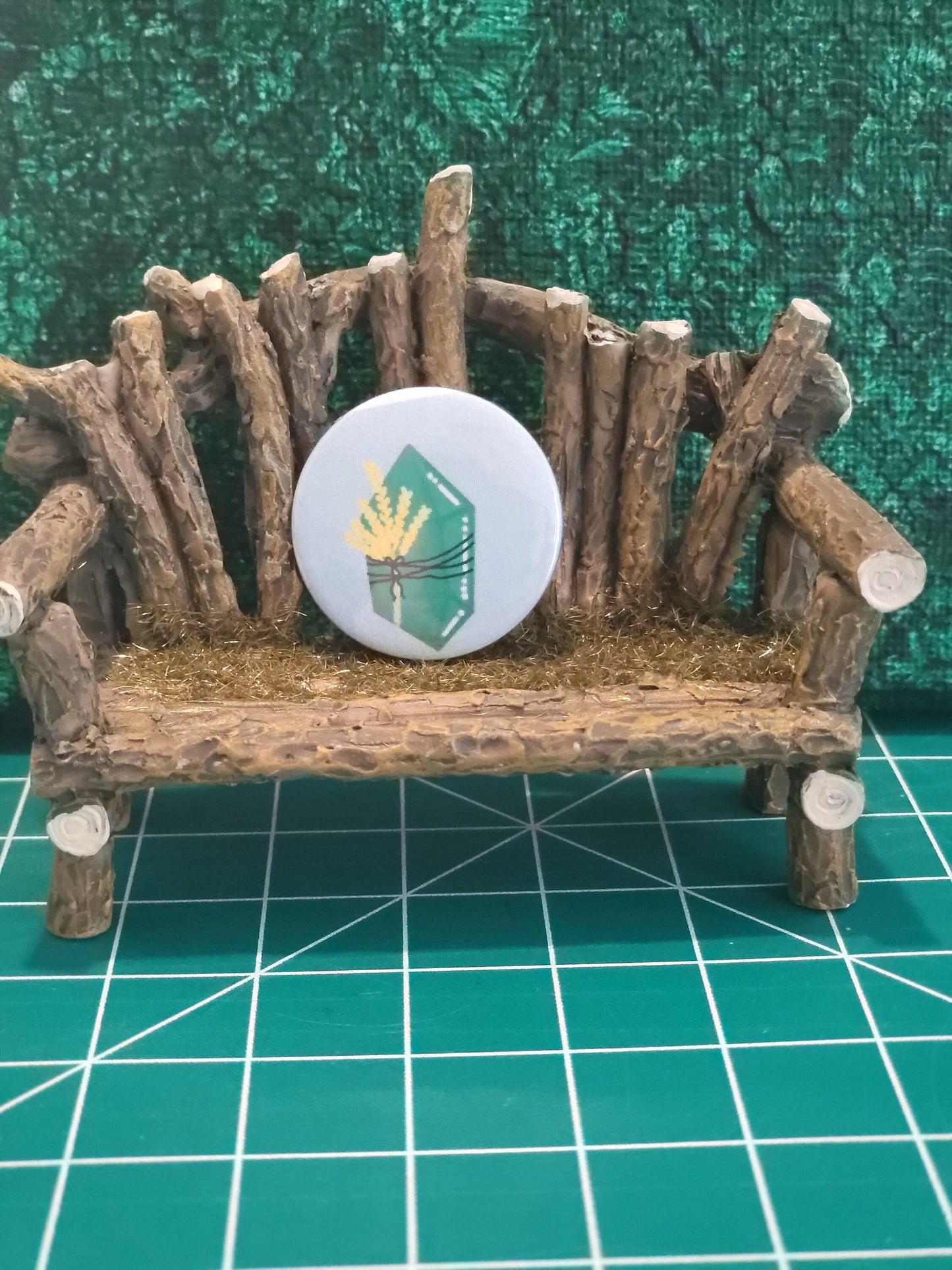Emerald and Wheat Pinback Button, Badge, Pin Button